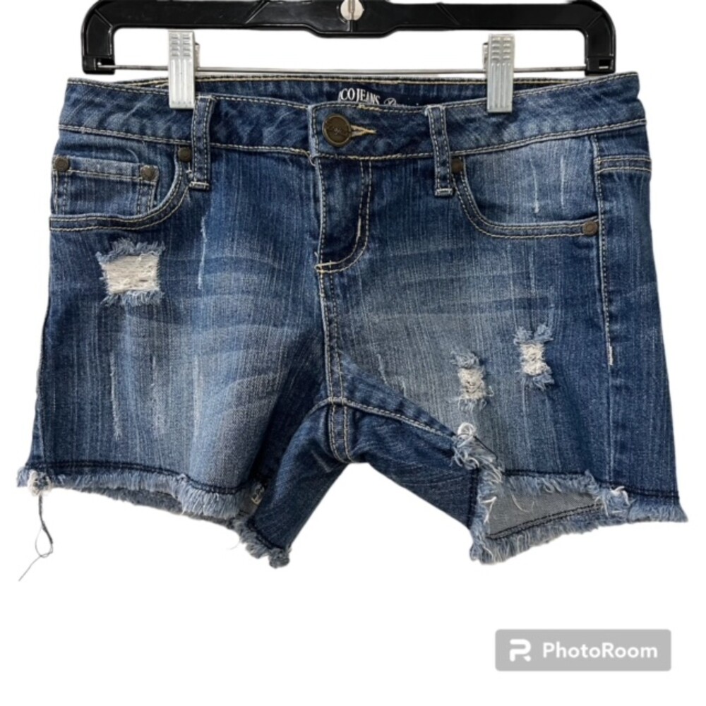 ZCO Jeans Premium Womens Blue Med Wash Frayed Distressed Denim Jean Shorts Sz 9